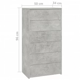 Acquista Credenza con 6 Cassetti Grigio Cemento 50x34x96cm in Truciolato con riferimento GHV-800670 della ditta GARDENHOME