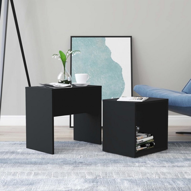 Acquista Set Tavolini da Caffè Neri 48x30x45 cm in Truciolato con riferimento GHV-802886 della ditta GARDENHOME