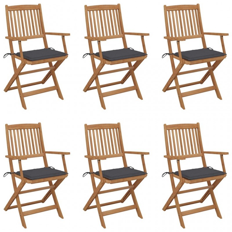 Acquista Sedie da Giardino Pieghevoli 6 pz con Cuscini Massello Acacia con riferimento GHV-3074940 della ditta GARDENHOME