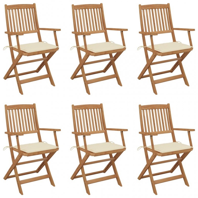 Acquista Sedie da Giardino Pieghevoli 6 pz con Cuscini Massello Acacia con riferimento GHV-3074942 della ditta GARDENHOME
