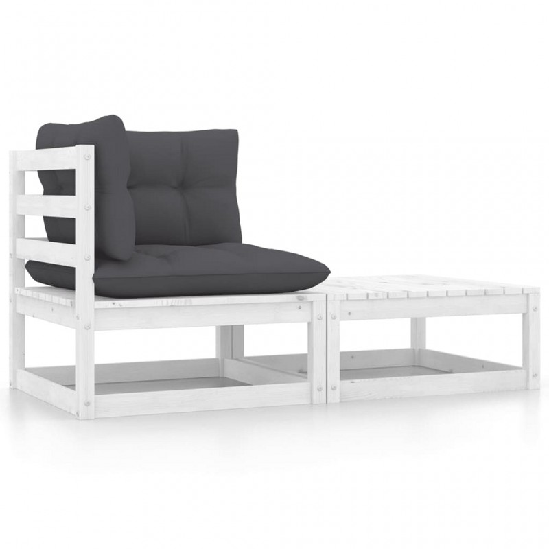 Acquista Set Divani da Giardino 2 pz Cuscini Bianchi Massello di Pino con riferimento GHV-805751 della ditta GARDENHOME