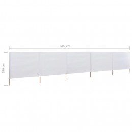 Acquista Paravento a 5 Pannelli in Tessuto 600x120 cm Bianco Sabbia con riferimento GHV-47160 della ditta GARDENHOME