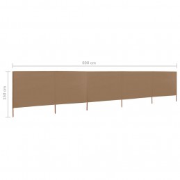 Acquista Paravento a 5 Pannelli in Tessuto 600x120 cm Grigio Talpa con riferimento GHV-47163 della ditta GARDENHOME