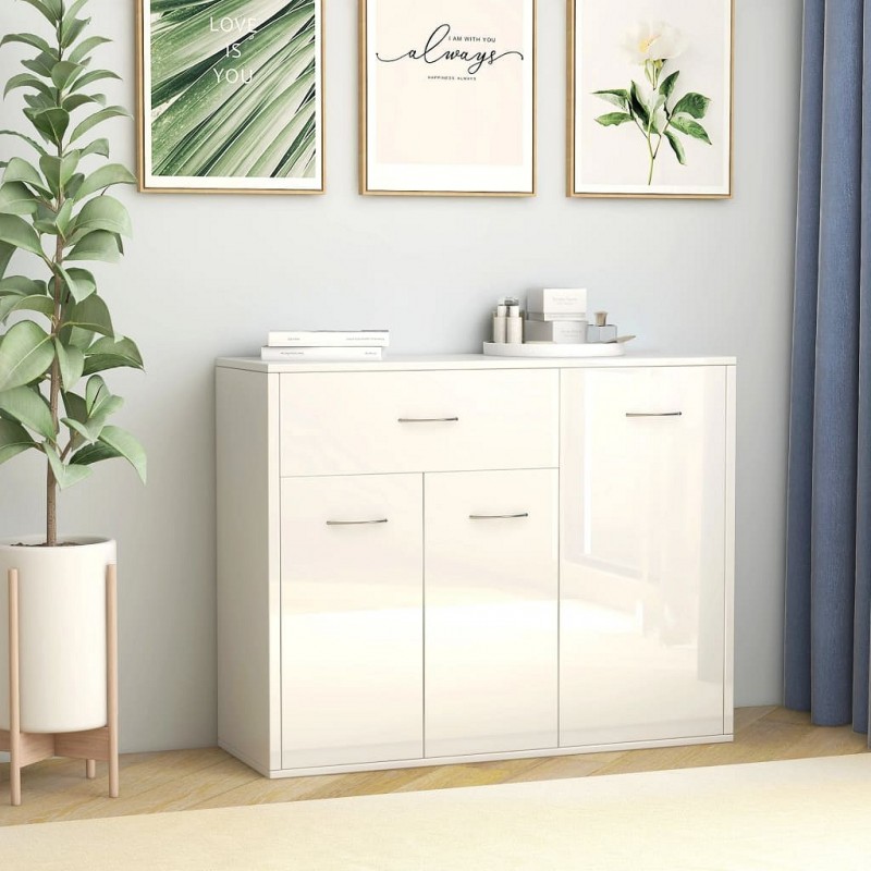 Acquista Credenza Bianco Lucido 88x30x70 cm in Truciolato con riferimento GHV-800681 della ditta GARDENHOME