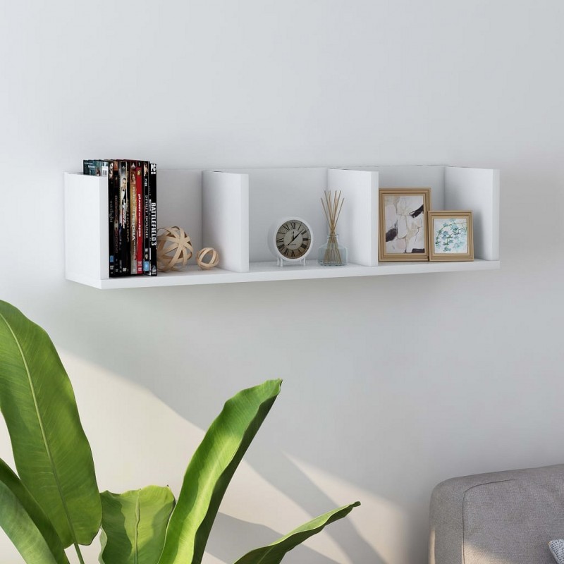 Acquista Scaffale Porta CD a Parete Bianco 75x18x18 cm in Multistrato con riferimento GHV-801310 della ditta GARDENHOME