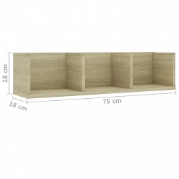 Acquista Scaffale Porta CD a Parete Rovere Sonoma 75x18x18 cm Truciolato con riferimento GHV-801313 della ditta GARDENHOME