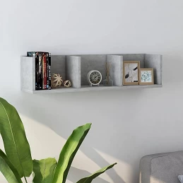 Acquista Scaffale Porta CD a Muro Grigio Cemento 75x18x18 cm Truciolato con riferimento GHV-801314 della ditta GARDENHOME