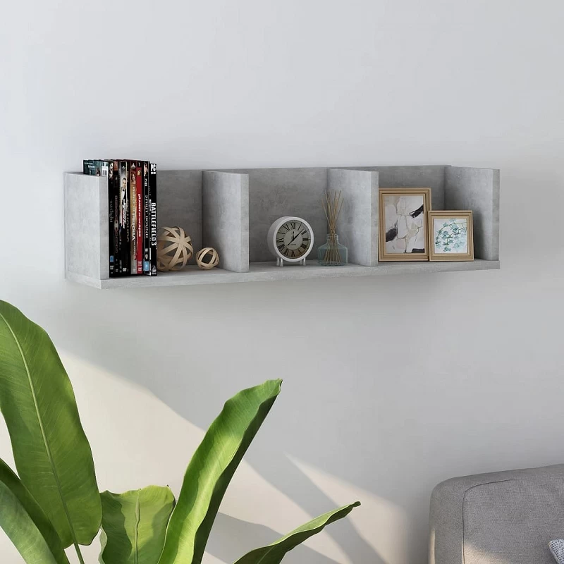 Acquista Scaffale Porta CD a Muro Grigio Cemento 75x18x18 cm Truciolato con riferimento GHV-801314 della ditta GARDENHOME