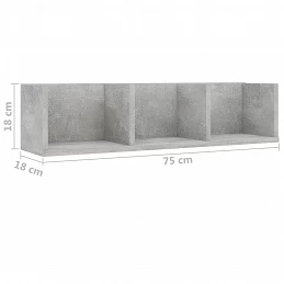 Acquista Scaffale Porta CD a Muro Grigio Cemento 75x18x18 cm Truciolato con riferimento GHV-801314 della ditta GARDENHOME