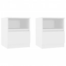 Acquista Comodini 2 pz Bianchi 40x40x50 cm in Legno Multistrato con riferimento GHV-806158 della ditta GARDENHOME