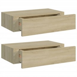 Acquista Scaffali con Cassetti da Parete 2pz Rovere 40x23,5x10 cm in MDF con riferimento GHV-330248 della ditta GARDENHOME