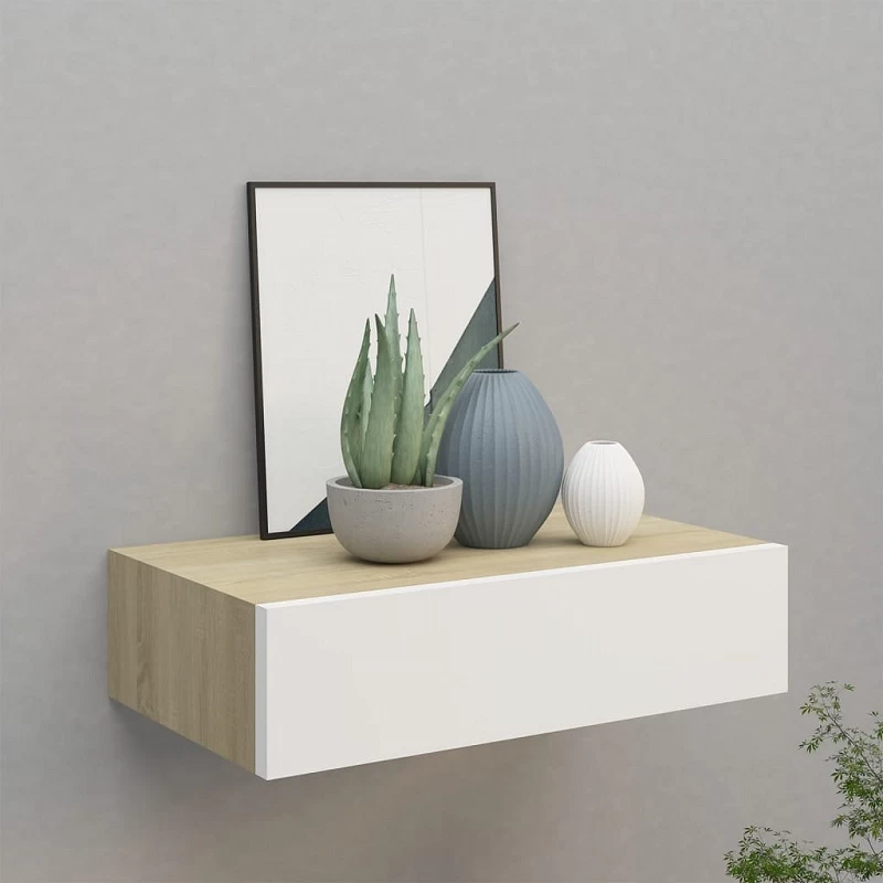 Acquista Scaffale con Cassetti da Parete Rovere Bianco 40x23,5x10cm MDF con riferimento GHV-330249 della ditta GARDENHOME