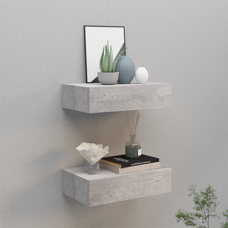 Acquista Scaffali Cassetti a Muro 2 pz Grigio Cemento 40x23,5x10cm MDF con riferimento GHV-330252 della ditta GARDENHOME