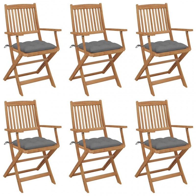 Acquista Sedie da Giardino Pieghevoli 6 pz con Cuscini Massello Acacia con riferimento GHV-3074956 della ditta GARDENHOME