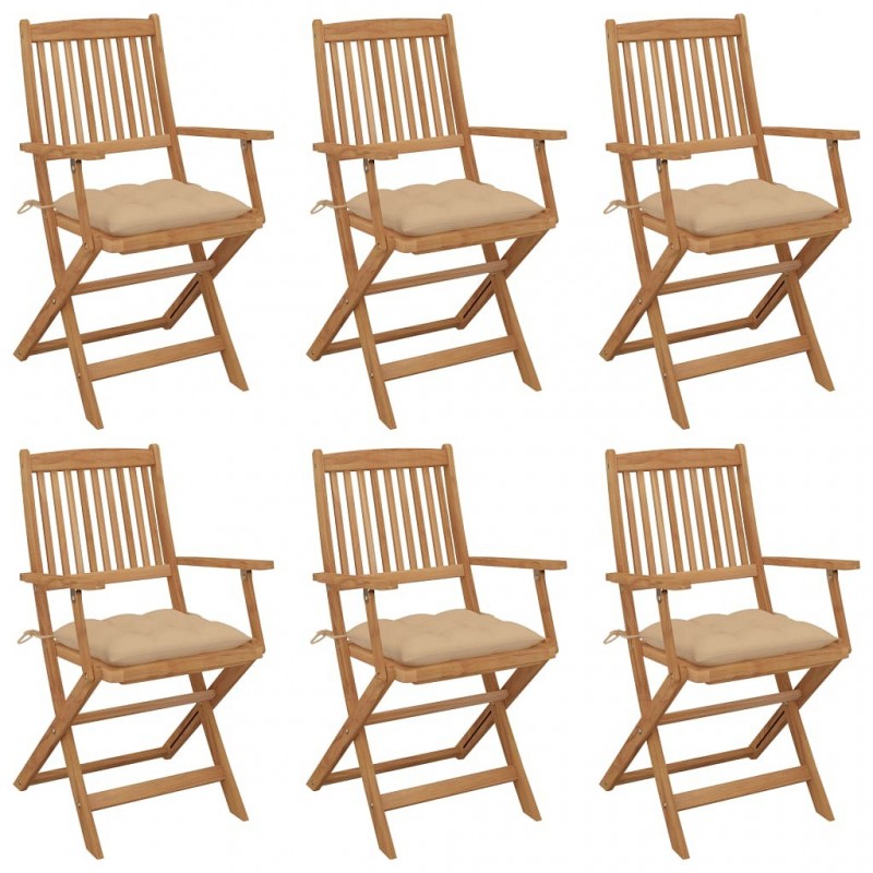 Acquista Sedie da Giardino Pieghevoli 6 pz con Cuscini Massello Acacia con riferimento GHV-3074958 della ditta GARDENHOME