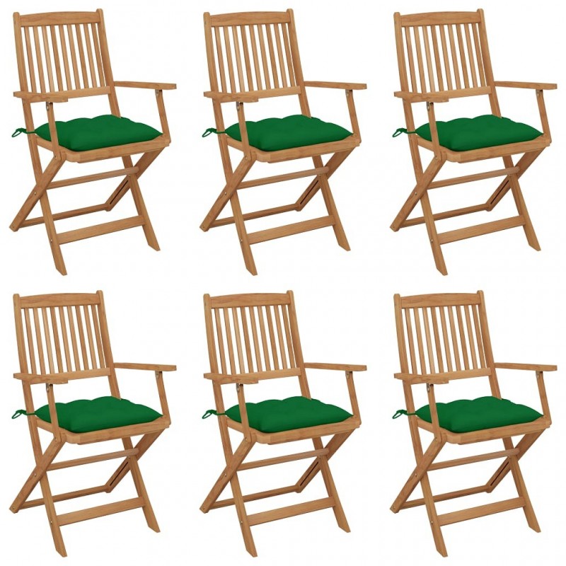 Acquista Sedie da Giardino Pieghevoli 6 pz con Cuscini Massello Acacia con riferimento GHV-3074960 della ditta GARDENHOME