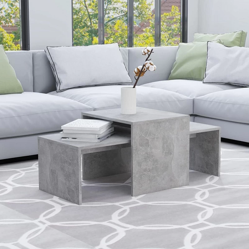 Acquista Set Tavolini da Caffè Grigio Cemento 100x48x40 cm in Truciolato con riferimento GHV-802916 della ditta GARDENHOME