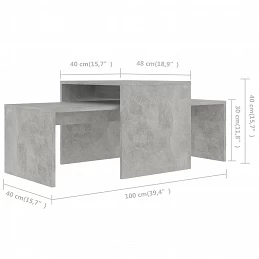 Acquista Set Tavolini da Caffè Grigio Cemento 100x48x40 cm in Truciolato con riferimento GHV-802916 della ditta GARDENHOME