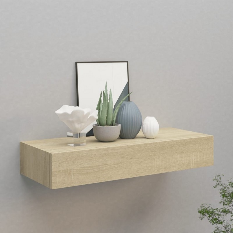 Acquista Scaffale con Cassetti da Parete Rovere 60x23,5x10 cm in MDF con riferimento GHV-330261 della ditta GARDENHOME