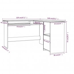 Acquista Scrivania Angolare a L Bianca 120x140x75cm in Legno Multistrato con riferimento GHV-800747 della ditta GARDENHOME