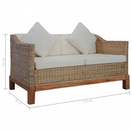 Acquista Divano a 2 Posti con Cuscini in Rattan Naturale con riferimento GHV-283076 della ditta GARDENHOME