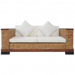 Acquista Divano a 2 Posti con Cuscini Marrone in Rattan Naturale con riferimento GHV-283079 della ditta GARDENHOME