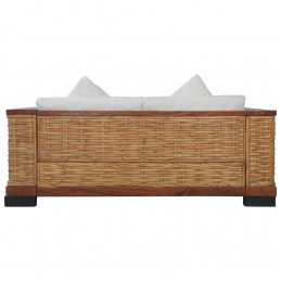Acquista Divano a 2 Posti con Cuscini Marrone in Rattan Naturale con riferimento GHV-283079 della ditta GARDENHOME