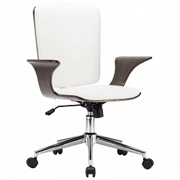 Acquista Sedia da Ufficio Girevole Bianca in Similpelle e Legno Curvato con riferimento GHV-283133 della ditta GARDENHOME