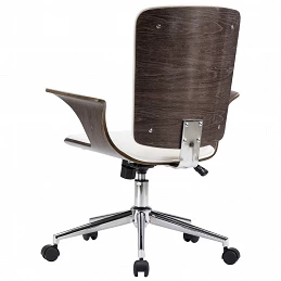 Acquista Sedia da Ufficio Girevole Bianca in Similpelle e Legno Curvato con riferimento GHV-283133 della ditta GARDENHOME