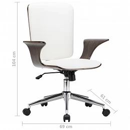 Acquista Sedia da Ufficio Girevole Bianca in Similpelle e Legno Curvato con riferimento GHV-283133 della ditta GARDENHOME