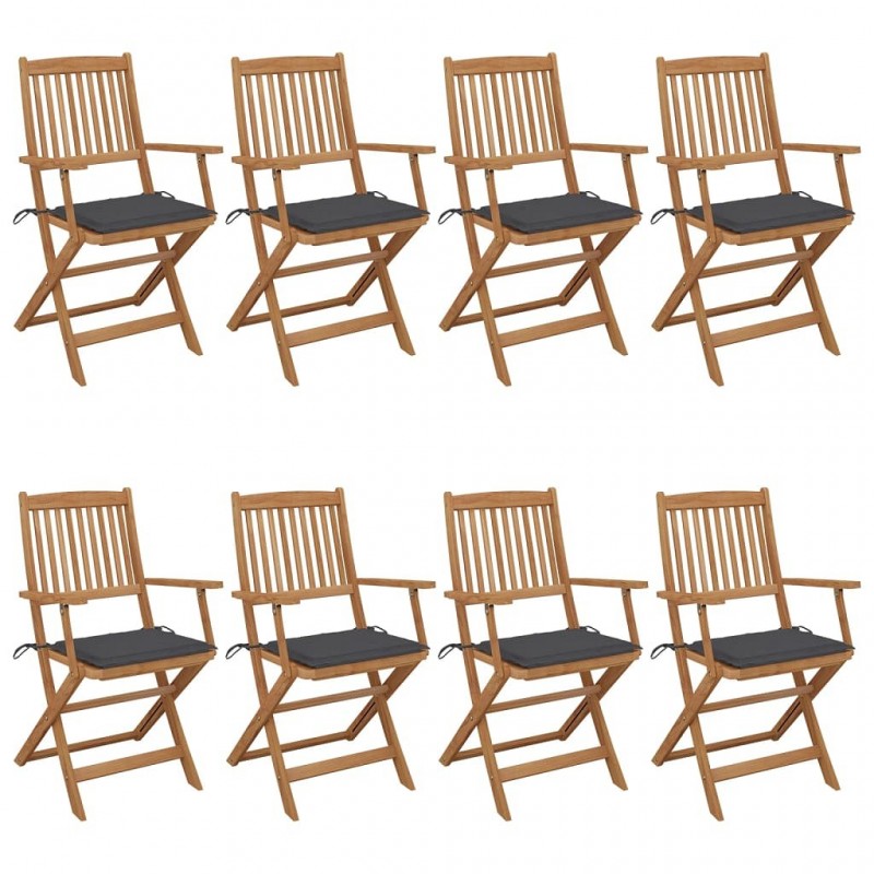 Acquista Sedie da Giardino Pieghevoli 8 pz con Cuscini Massello Acacia con riferimento GHV-3074967 della ditta GARDENHOME