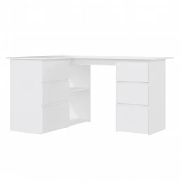 Acquista Scrivania ad Angolo Bianca 145x100x76 cm in Legno Multistrato con riferimento GHV-801089 della ditta GARDENHOME