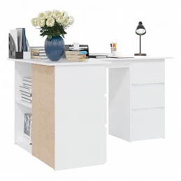 Acquista Scrivania ad Angolo Bianca 145x100x76 cm in Legno Multistrato con riferimento GHV-801089 della ditta GARDENHOME