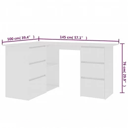 Acquista Scrivania ad Angolo Bianca 145x100x76 cm in Legno Multistrato con riferimento GHV-801089 della ditta GARDENHOME