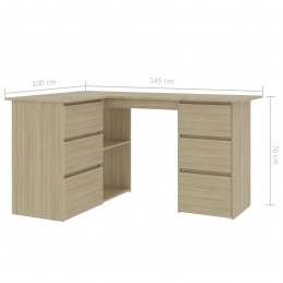 Acquista Scrivania ad Angolo Rovere Sonoma 145x100x76 cm in Truciolato con riferimento GHV-801092 della ditta GARDENHOME