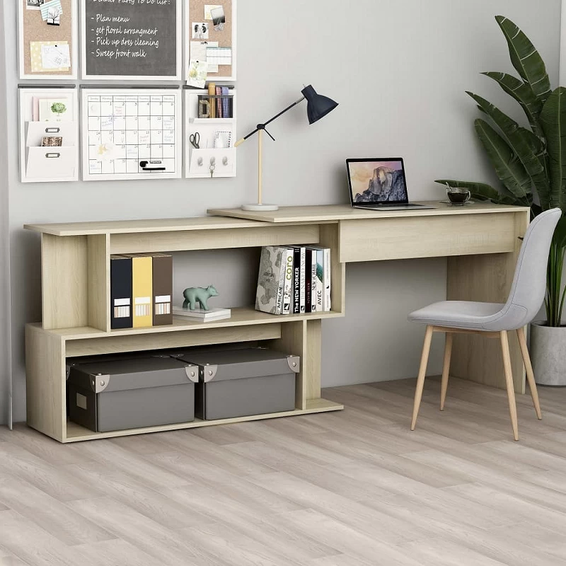 Acquista Scrivania ad Angolo Rovere Sonoma 200x50x76 cm in Truciolare con riferimento GHV-801101 della ditta GARDENHOME