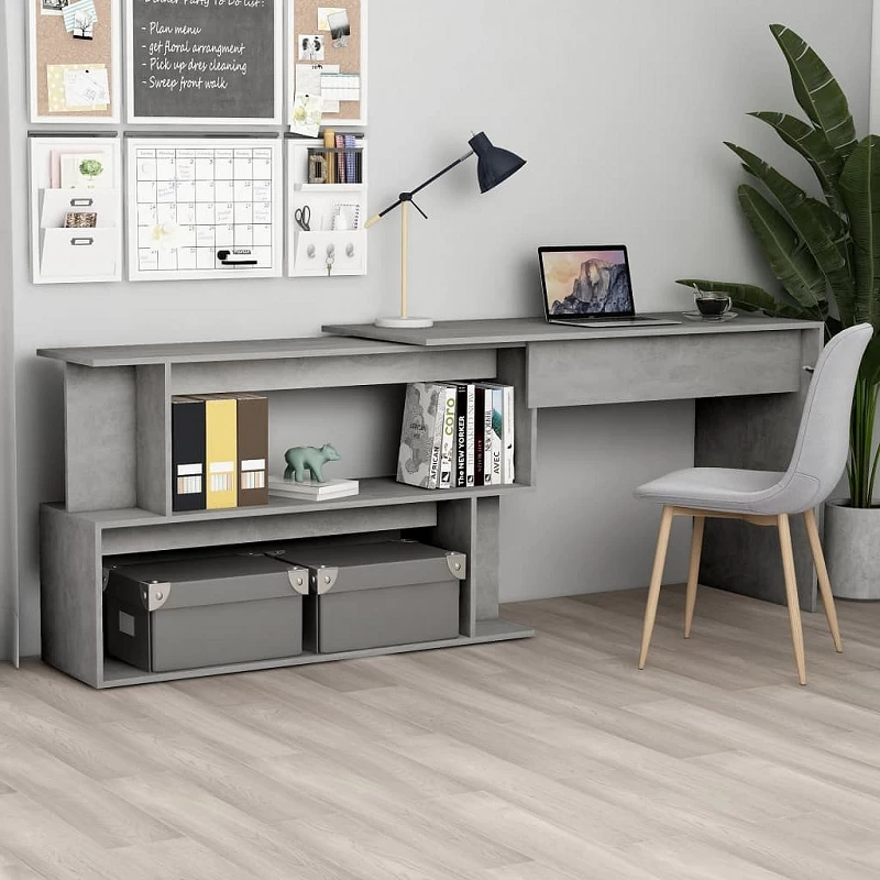 Acquista Scrivania ad Angolo Grigio Cemento 200x50x76 cm in Truciolare con riferimento GHV-801102 della ditta GARDENHOME