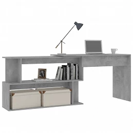 Acquista Scrivania ad Angolo Grigio Cemento 200x50x76 cm in Truciolare con riferimento GHV-801102 della ditta GARDENHOME