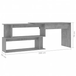 Acquista Scrivania ad Angolo Grigio Cemento 200x50x76 cm in Truciolare con riferimento GHV-801102 della ditta GARDENHOME