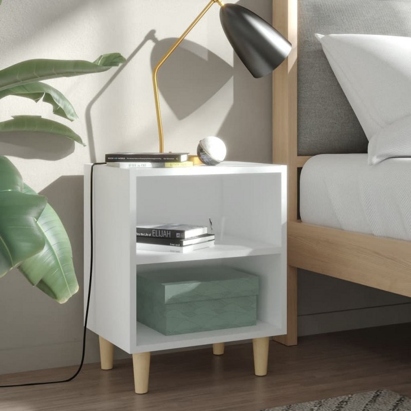Acquista Comodino con Gambe in Legno Massello Bianco 40x30x50 cm con riferimento GHV-805779 della ditta GARDENHOME