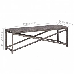Acquista Panchina da Giardino 120 cm in Polyrattan Grigio con riferimento GHV-46211 della ditta GARDENHOME