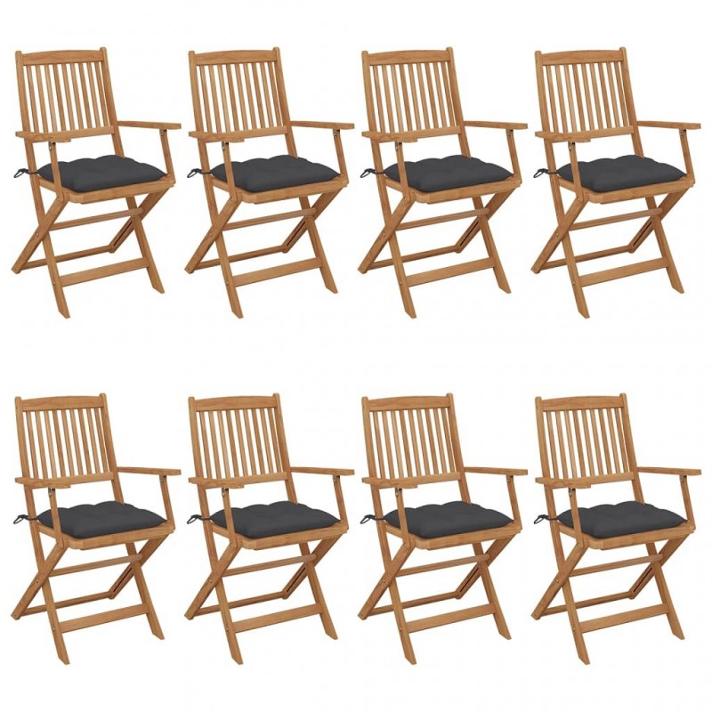 Acquista Sedie da Giardino Pieghevoli 8 pz con Cuscini Massello Acacia con riferimento GHV-3074982 della ditta GARDENHOME
