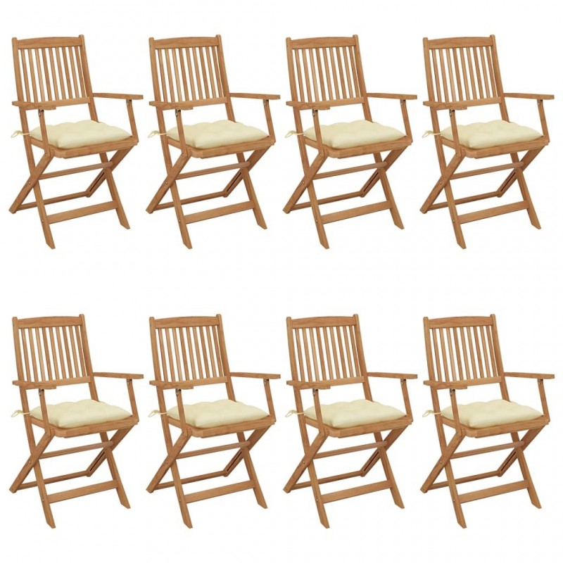 Acquista Sedie da Giardino Pieghevoli 8 pz con Cuscini Massello Acacia con riferimento GHV-3074984 della ditta GARDENHOME