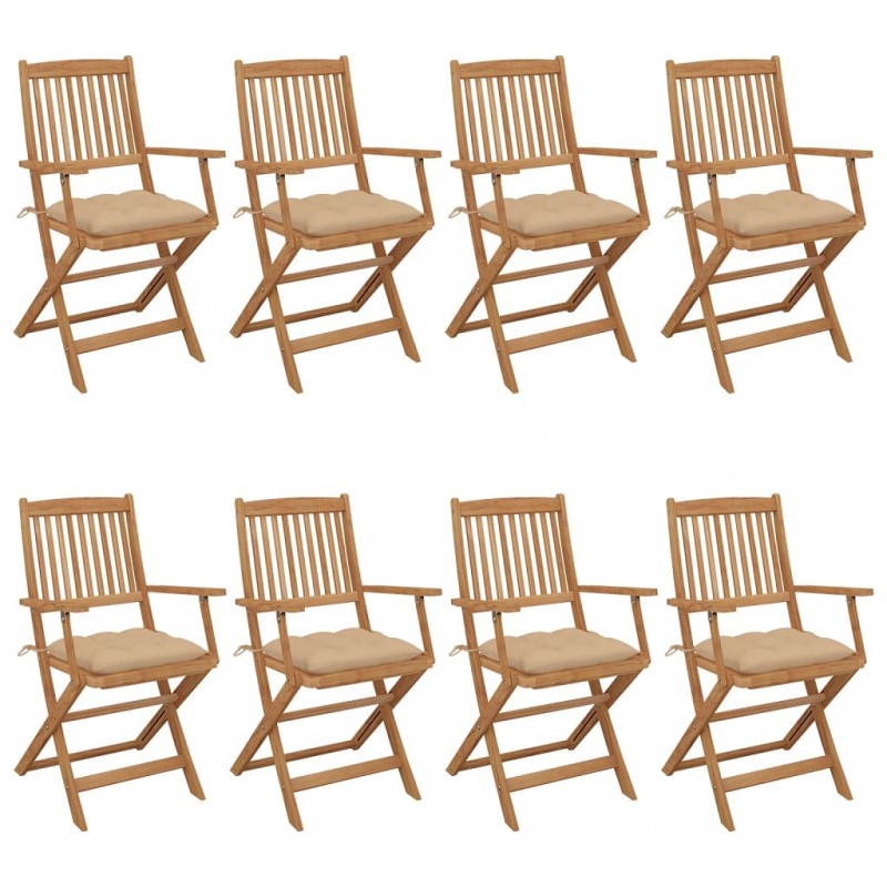 Acquista Sedie da Giardino Pieghevoli 8 pz con Cuscini Massello Acacia con riferimento GHV-3074985 della ditta GARDENHOME