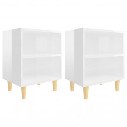 Acquista Comodini Gambe in Legno Massello 2 pz Bianco Lucido 40x30x50 cm con riferimento GHV-805792 della ditta GARDENHOME