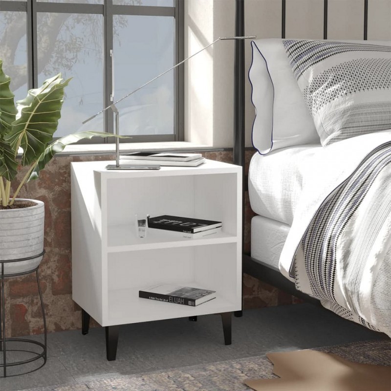 Acquista Comodino con Gambe in Metallo Bianco 40x30x50 cm con riferimento GHV-805797 della ditta GARDENHOME
