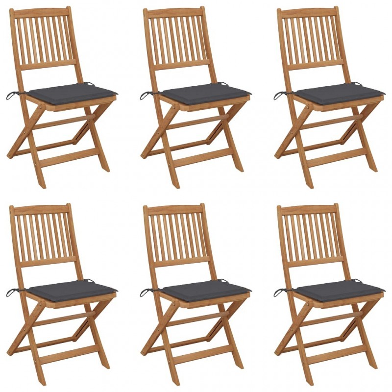 Acquista Sedie da Giardino Pieghevoli 6 pz con Cuscini Massello Acacia con riferimento GHV-3074994 della ditta GARDENHOME