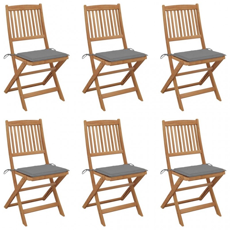 Acquista Sedie da Giardino Pieghevoli 6 pz con Cuscini Massello Acacia con riferimento GHV-3074995 della ditta GARDENHOME