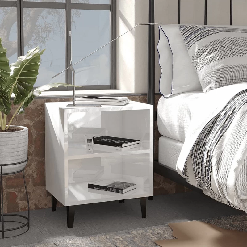 Acquista Comodini con Gambe in Metallo 2 pz Bianco Lucido 40x30x50 cm con riferimento GHV-805810 della ditta GARDENHOME