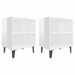 Acquista Comodini con Gambe in Metallo 2 pz Bianco Lucido 40x30x50 cm con riferimento GHV-805810 della ditta GARDENHOME